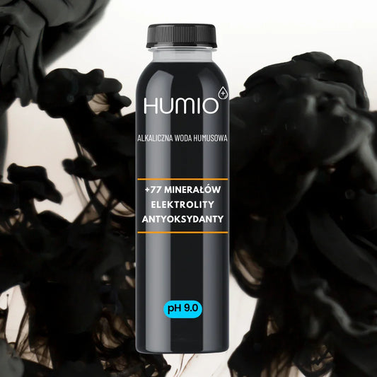 Butelka wody HUMIO – naturalna woda alkaliczna z kwasami humusowymi